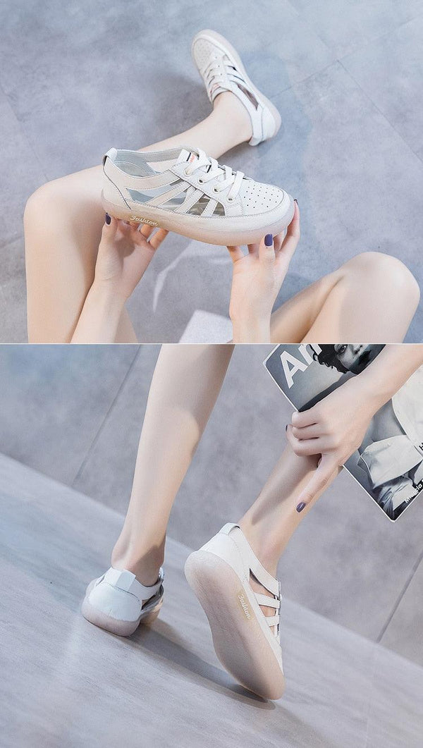 Women Genuine Leather Sneakers Summer White Lacing Flat Woman Casual mfortable Casual Everyday Walking Fashion Outdoor Sneakers