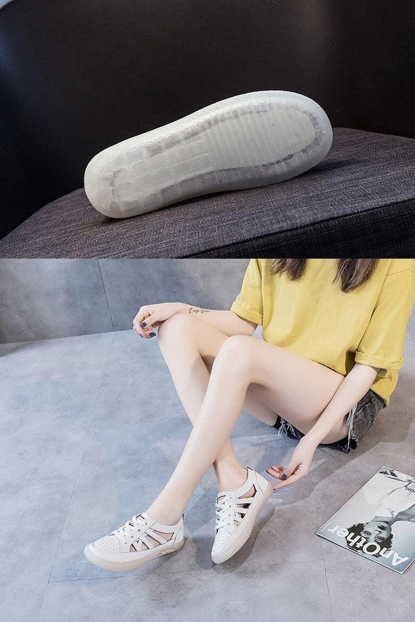 Women Genuine Leather Sneakers Summer White Lacing Flat Woman Casual mfortable Casual Everyday Walking Fashion Outdoor Sneakers