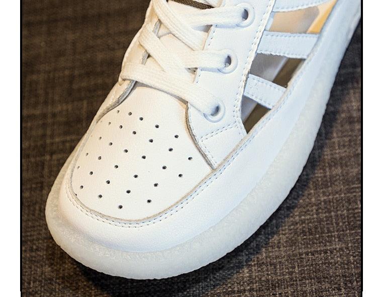 Women Genuine Leather Sneakers Summer White Lacing Flat Woman Casual mfortable Casual Everyday Walking Fashion Outdoor Sneakers