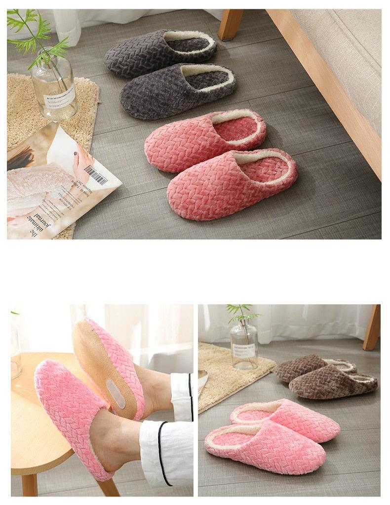 Women Indoor Slippers Warm Plush Home Slipper Autumn Winter Woman House Flat Floor Soft Slipper Silent Slides Plush Fleece Insole Fluffy Slippers For Indoor Home Bedroom