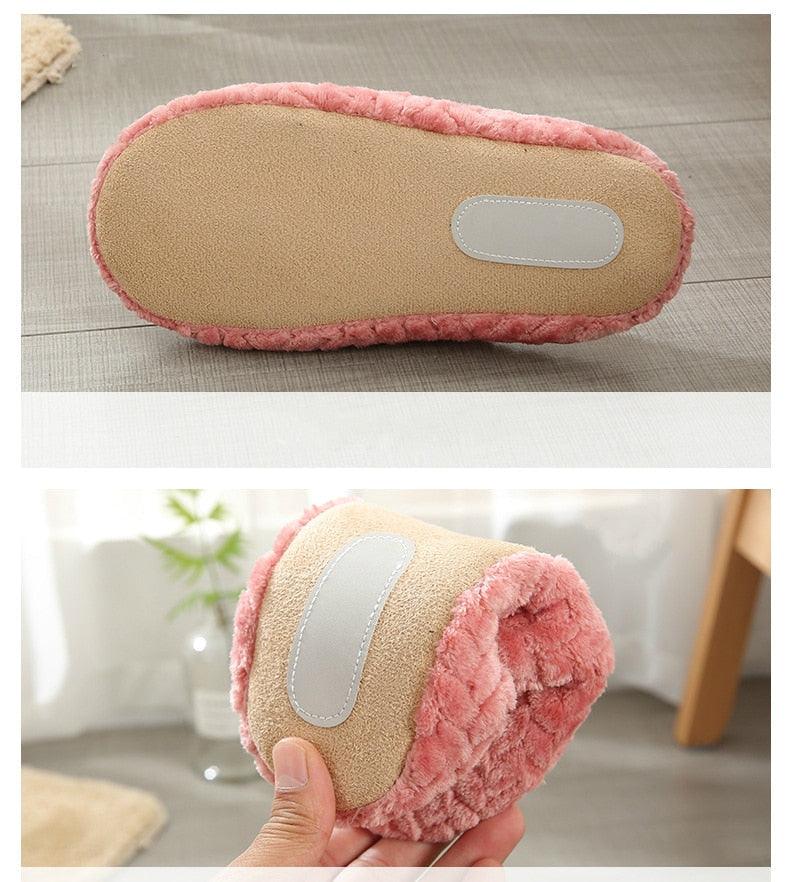 Women Indoor Slippers Warm Plush Home Slipper Autumn Winter Woman House Flat Floor Soft Slipper Silent Slides Plush Fleece Insole Fluffy Slippers For Indoor Home Bedroom