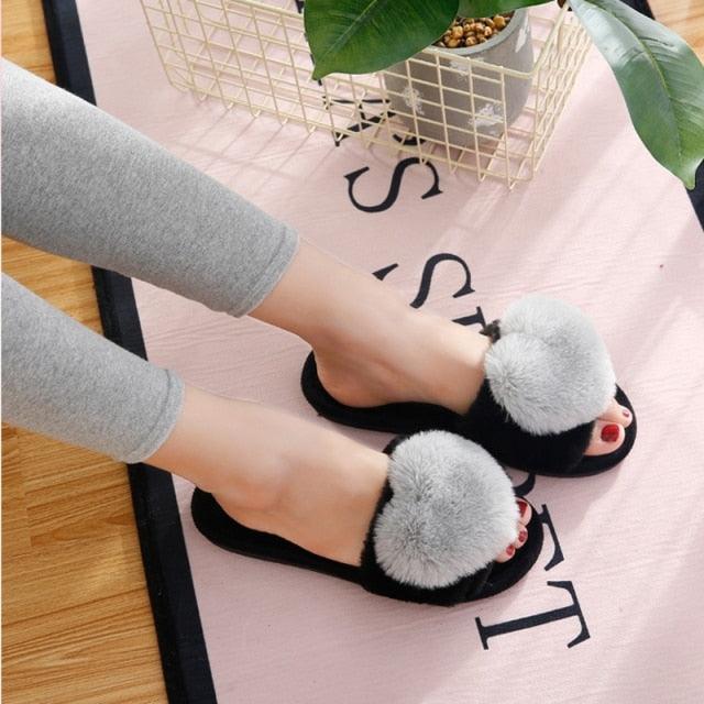 Women Indoor Warm Home Slippers Bedroom Cute Heart Pattern Non-slip Soft Comfort Plush House Heart Slippers Women Cute Fluffy Soft Sole Plush For House Indoor Outdoor Memory Foam Open Toe Slippers