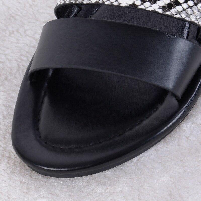 Women Luxury Party Sandals Fashion Summer Casual Black Business Sandals Buckle Straps Beach Shoes Retro Fashion Summer Women Shoes Print Casual Sandals