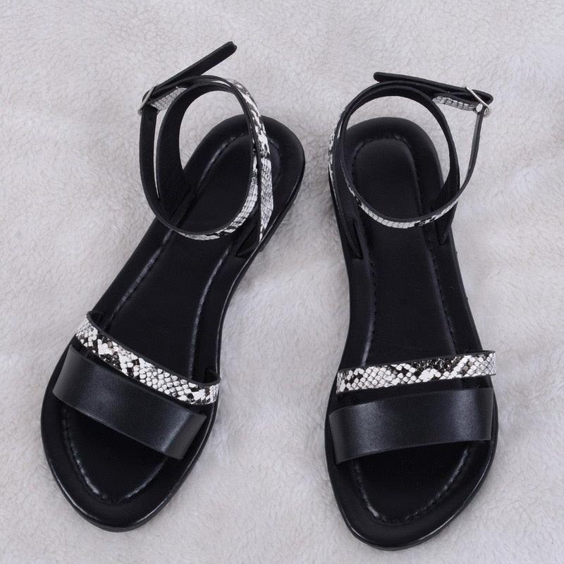 Women Luxury Party Sandals Fashion Summer Casual Black Business Sandals Buckle Straps Beach Shoes Retro Fashion Summer Women Shoes Print Casual Sandals