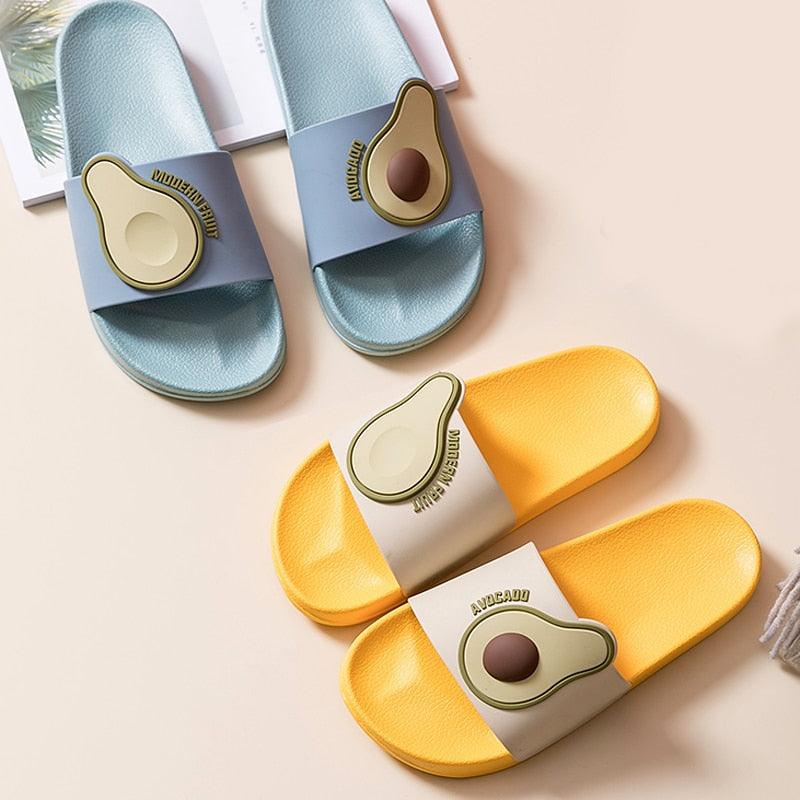 Women Men Summer Slippers Casual Sandals Beach Slides Fruits Avocado Flip Flops Non-Slip Soft Sole Bathroom Shoes Open Toe Soft Slippers Non-Slip Soft Shower Spa Bath Pool Gym House Sandals