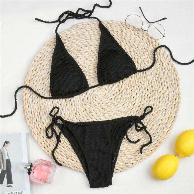 Women One-Shoulder Bikini Swimsuit Women Push Up Swimwear Women's Bathing Suit Comfortable Bikini Ribbed Two Piece Swimsuit Bikini Set Summer Bathing Suit Beach Wear Swimming Suit