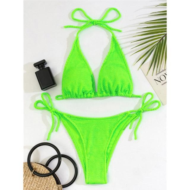Women One-Shoulder Bikini Swimsuit Women Push Up Swimwear Women's Bathing Suit Comfortable Bikini Ribbed Two Piece Swimsuit Bikini Set Summer Bathing Suit Beach Wear Swimming Suit