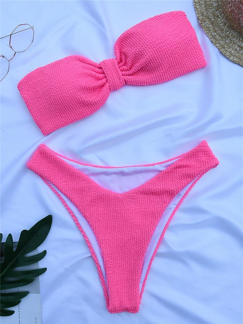 Women One-Shoulder Bikini Swimsuit Women Push Up Swimwear Women's Bathing Suit Comfortable Bikini Ribbed Two Piece Swimsuit Bikini Set Summer Bathing Suit Beach Wear Swimming Suit