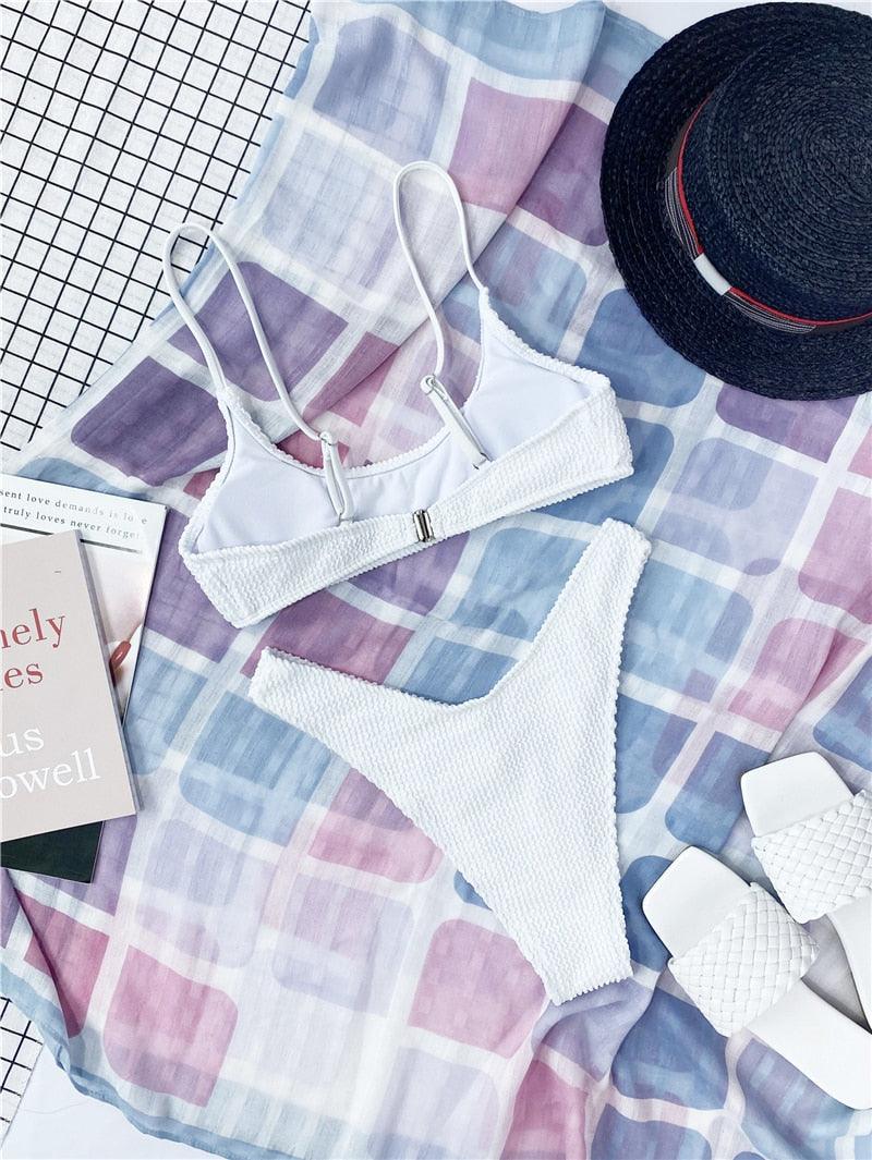 Women One-Shoulder Bikini Swimsuit Women Push Up Swimwear Women's Bathing Suit Comfortable Bikini Ribbed Two Piece Swimsuit Bikini Set Summer Bathing Suit Beach Wear Swimming Suit