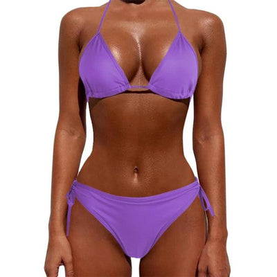 Women One Size Bright Color Swimwear Women's Bikini Pure Color Micro Bikini Charming Bra Bottom Swimsuits New Summer Style Lady Bandage Bikini Set Push-up Bra Bathing Suit Swimsuit