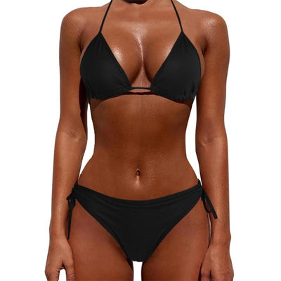 Women One Size Bright Color Swimwear Women's Bikini Pure Color Micro Bikini Charming Bra Bottom Swimsuits New Summer Style Lady Bandage Bikini Set Push-up Bra Bathing Suit Swimsuit
