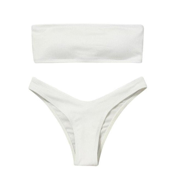 Women's Bikini Two Piece Swimsuit Swimwear  Beach Bathing Suit Woman Two-Piece Strapless Padded High Cut Bandeau Bathing Suit Swimwear