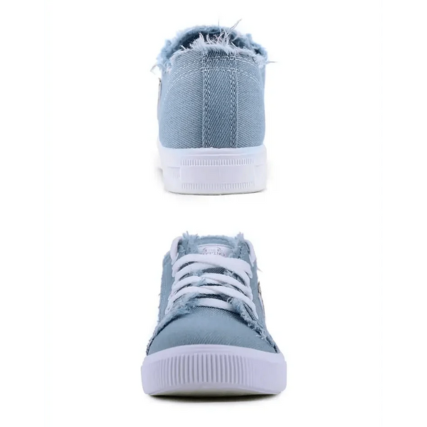 Women's Blue Canvas Sneakers Breathable Classic Summer Denim Stylish Fashion Women Sneakers