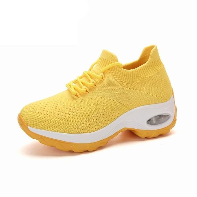 Women's Casual Chunky Sneakers Platform Walking Shoes Fashion Knited Casual Walking Shoes Sock Sneakers Slip On Mesh Air Cushion Comfortable Easy Shoes