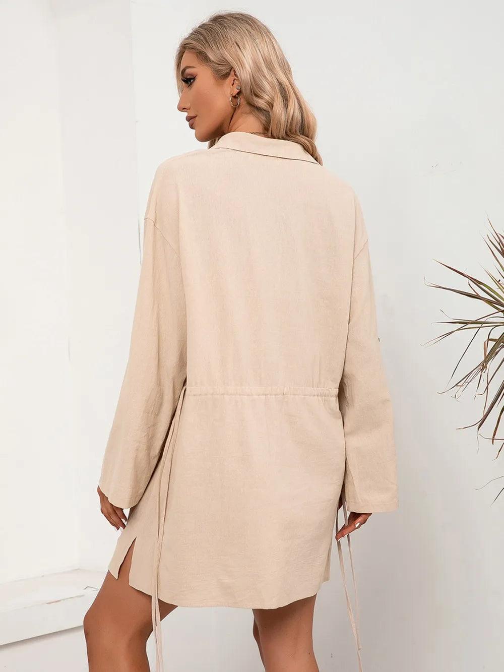 Women's casual loose mid length shirt dress