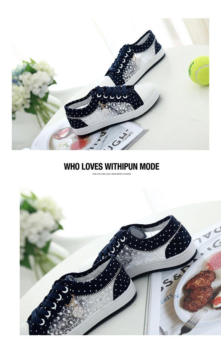 Women's Casual Shoes Summer Fashion Low Top Women's Sneakers Breathable Mesh Low Casual Canvas Shoes Lace-up Classic Shoes Comfortable Tennis Shoes For Walking