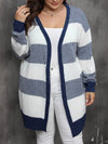 Women's contrasting striped spliced woven sweater long sleeved women's casual cardigan jacket