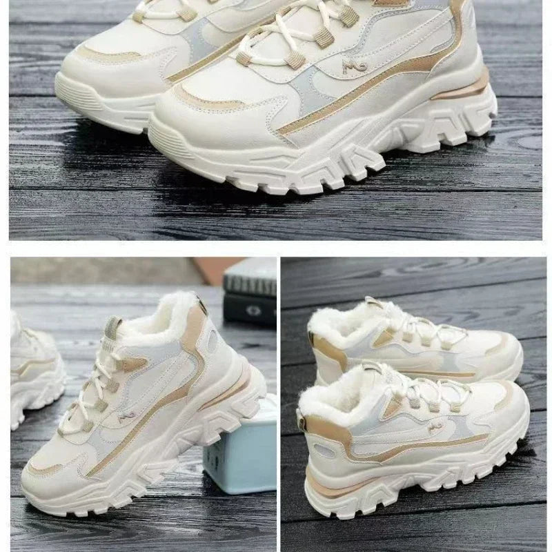 Women's cotton shoes women's suede snow boots sports shoes versatile high top shoes for students