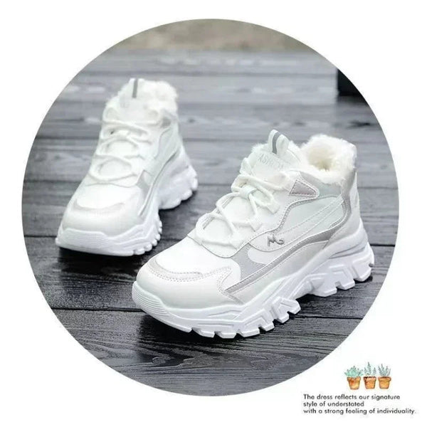 Women's cotton shoes women's suede snow boots sports shoes versatile high top shoes for students