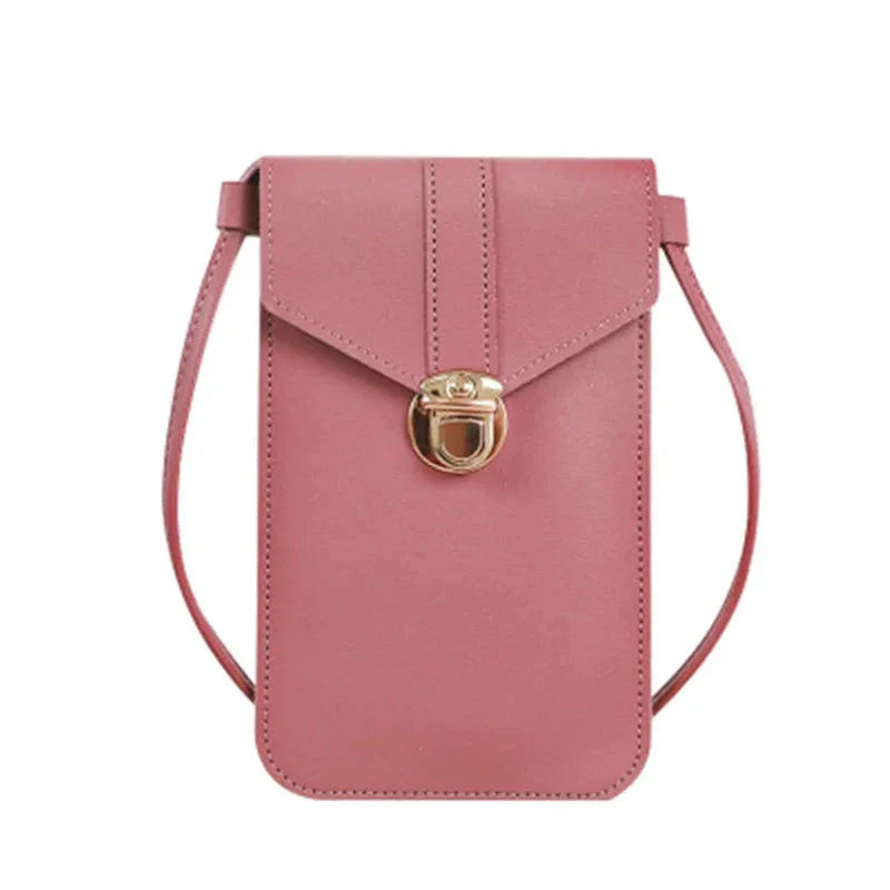 Women's crossbody bag Pu leather touch screen mobile wallet female retro student buckle shoulder bag purses and handbags torebka