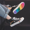 Women's Fashion Vulcanized Sneakers New Rainbow Retro Canvas Shoes Flat Fashion Comfortable Womens Canvas Shoes Sneakers Low Top Tennis Sneakers