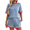 Women's short sleeved shorts two-piece set - Blue / S