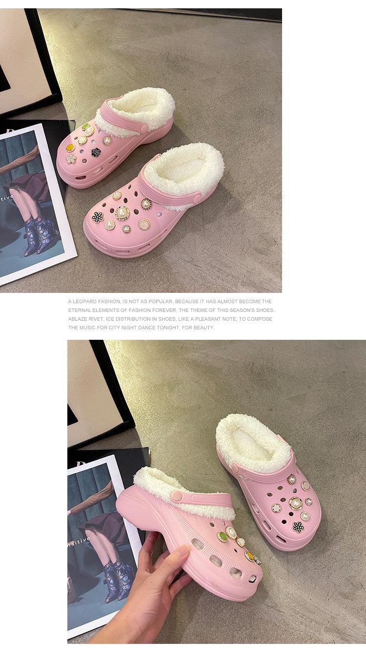 Women's Slippers Summer New Thick Soles Fashion Leather Shoes Flip Flops Women Clogs Winter Slippers Arch Support House Slippers Slip On Garden Shoes Warm Home Shoes