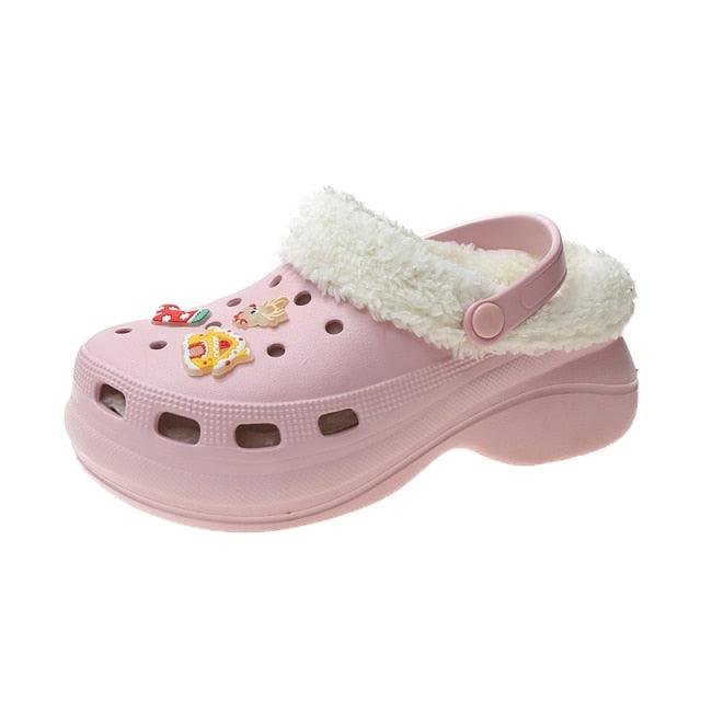 Women's Slippers Summer New Thick Soles Fashion Leather Shoes Flip Flops Women Clogs Winter Slippers Arch Support House Slippers Slip On Garden Shoes Warm Home Shoes