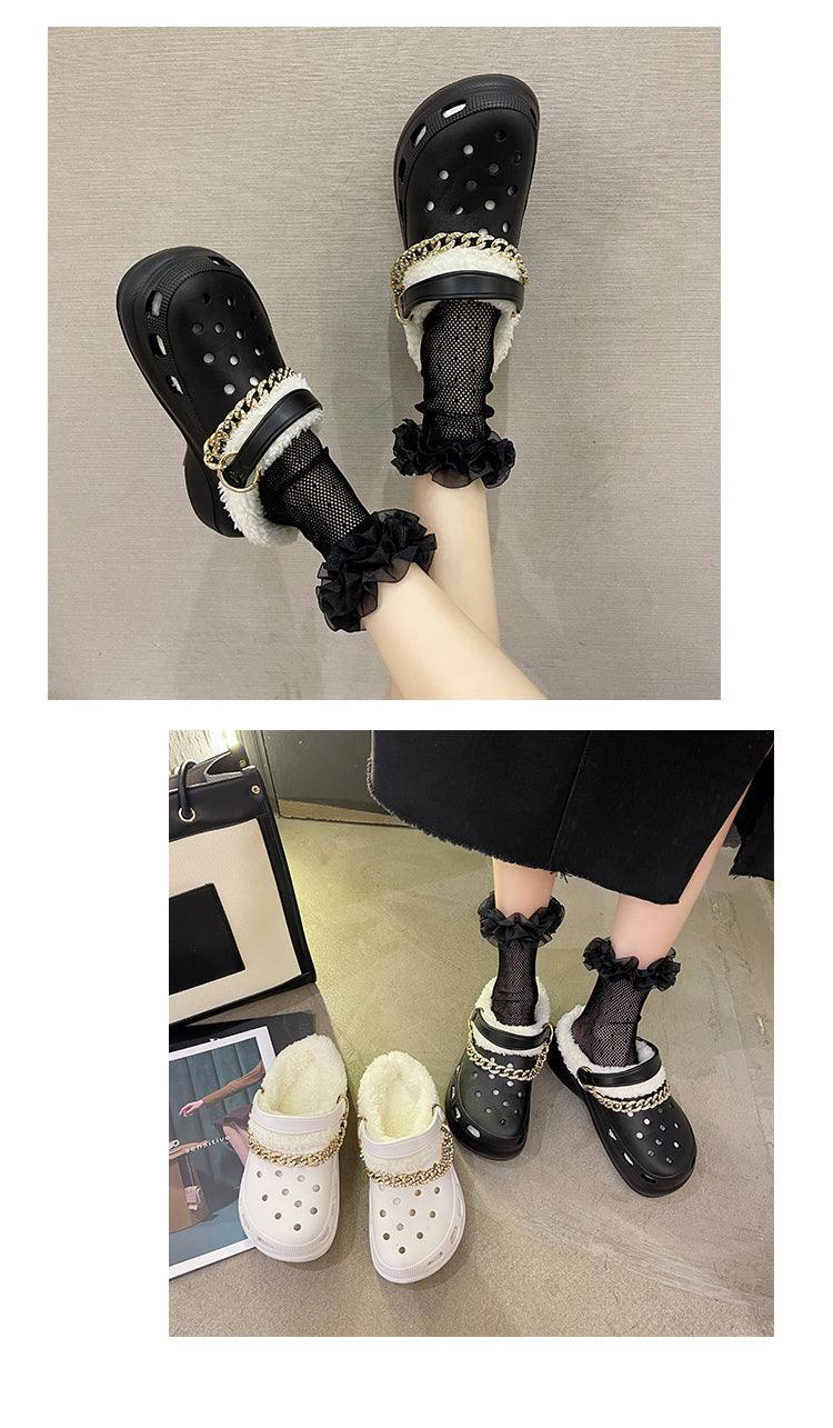 Women's Slippers Summer New Thick Soles Fashion Leather Shoes Flip Flops Women Clogs Winter Slippers Arch Support House Slippers Slip On Garden Shoes Warm Home Shoes