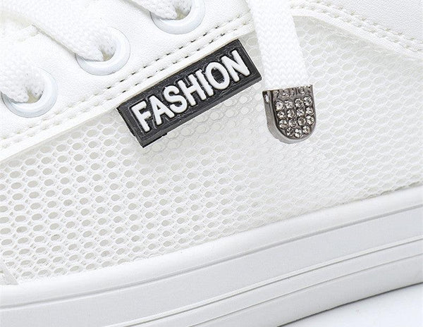 Women's White Casual Sneakers Spring  Summer Breathable Flats Solid Color Mesh Shoes Fashion White Flat Sneakers Women Workout Tennis Walking Gym Fashion Sneakers