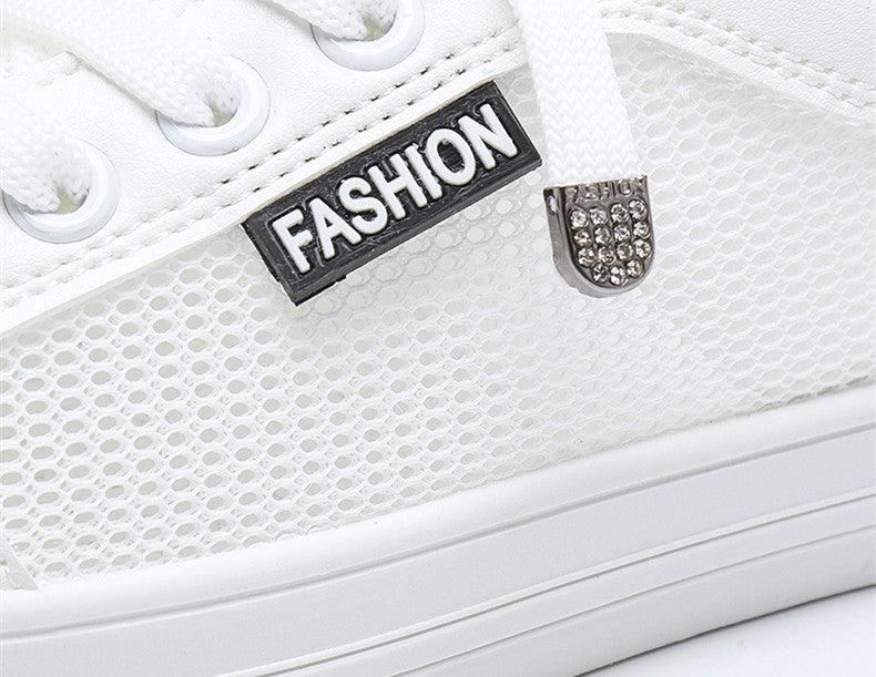 Women's White Casual Sneakers Spring  Summer Breathable Flats Solid Color Mesh Shoes Fashion White Flat Sneakers Women Workout Tennis Walking Gym Fashion Sneakers