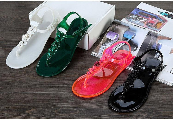 Women Sandals Flip Flops New Summer Fashion Beach Flower Breathable Non-Slip Flat Slides Casual Womens Flat Sandals T-strap Thong Summer Flip Flops Dressy Sandals