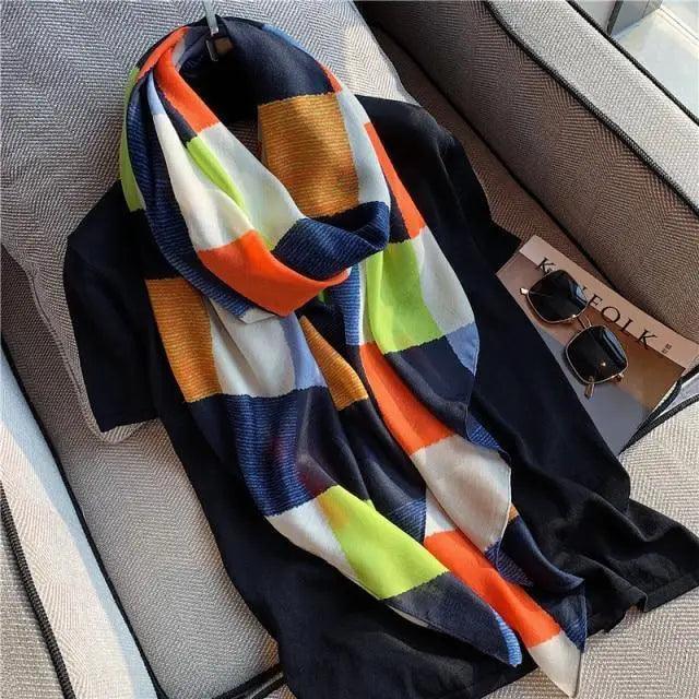 Women Scarf Leopard Print Cotton Large Size Scarfs For Winter Shawls Winter Warm Casual Wear For Women Lovely Floral Tassel Cotton ab Shawls Lady Silk Wraps Scarves