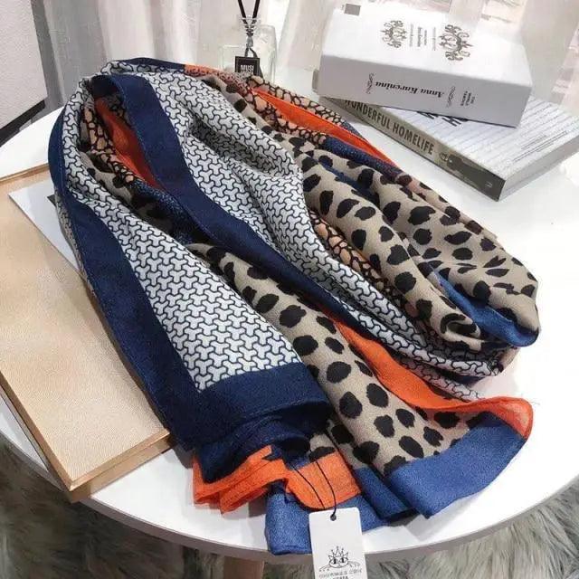 Women Scarf Leopard Print Cotton Large Size Scarfs For Winter Shawls Winter Warm Casual Wear For Women Lovely Floral Tassel Cotton ab Shawls Lady Silk Wraps Scarves