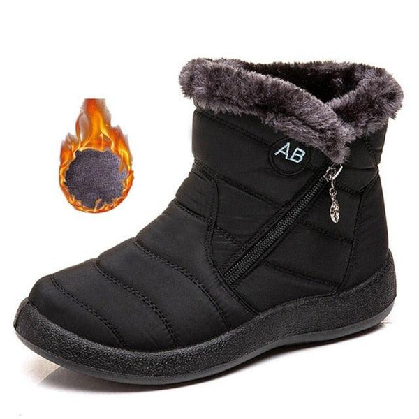 Women Snow Boots Warm Short Fur Plush Winter Ankle Boots Zip Comfort Warm Shoes Anti-Slip Fur Lined Ankle Short Boots Waterproof Slip On Outdoor Lightweight Shoes