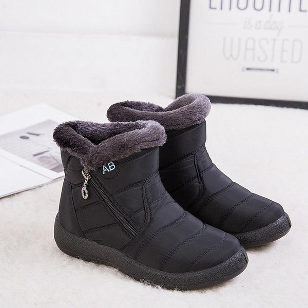 Women Snow Boots Warm Short Fur Plush Winter Ankle Boots Zip Comfort Warm Shoes Anti-Slip Fur Lined Ankle Short Boots Waterproof Slip On Outdoor Lightweight Shoes