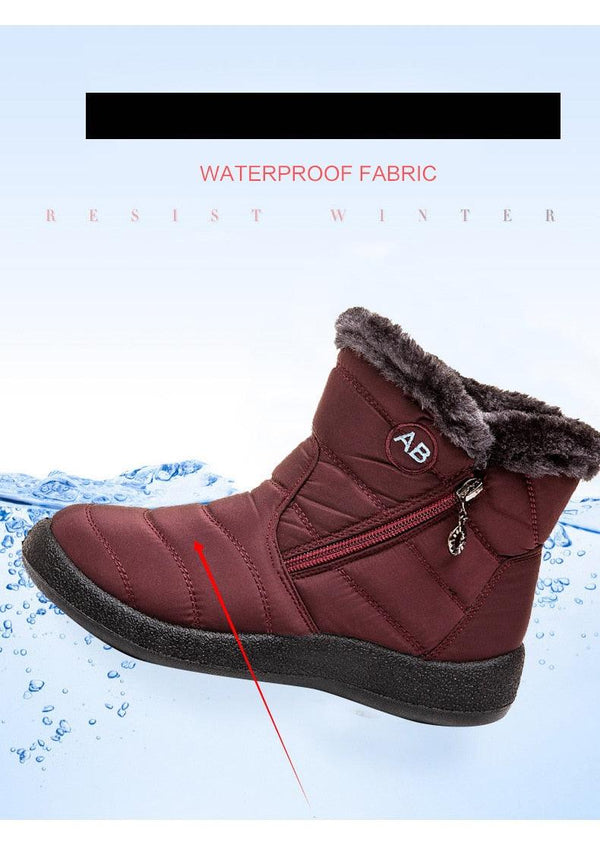 Women Snow Boots Warm Short Fur Plush Winter Ankle Boots Zip Comfort Warm Shoes Anti-Slip Fur Lined Ankle Short Boots Waterproof Slip On Outdoor Lightweight Shoes