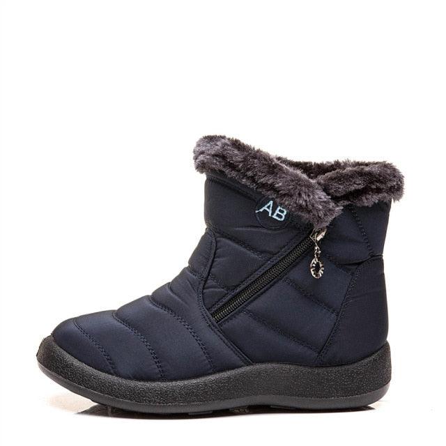 Women Snow Boots Warm Short Fur Plush Winter Ankle Boots Zip Comfort Warm Shoes Anti-Slip Fur Lined Ankle Short Boots Waterproof Slip On Outdoor Lightweight Shoes