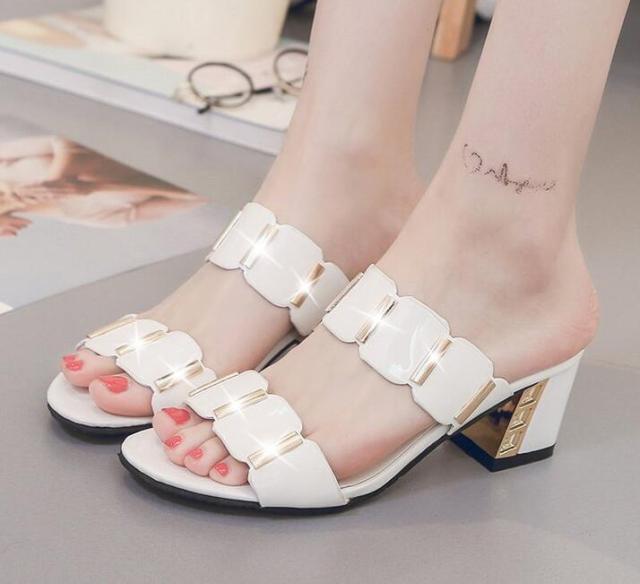 Women Square Heels Summer Sandals Open Toe Multi Colors Shoes Cute Sandals Flip Flops Slip On Fashion Wedding Dress Chunky Block Heels Open Back High Heel Slide Slipper