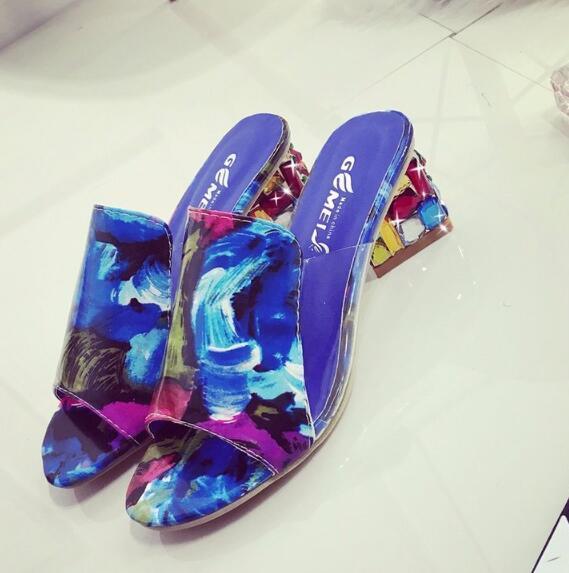 Women Square Heels Summer Sandals Open Toe Multi Colors Shoes Cute Sandals Flip Flops Slip On Fashion Wedding Dress Chunky Block Heels Open Back High Heel Slide Slipper