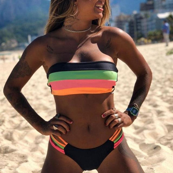 Women Swimsuit Bikini Set New Arrival Women Bandage Bathing Suit Female Swimwear Bathing Suits Beach Wear Bikini Sets Striped Swim Beach Wear