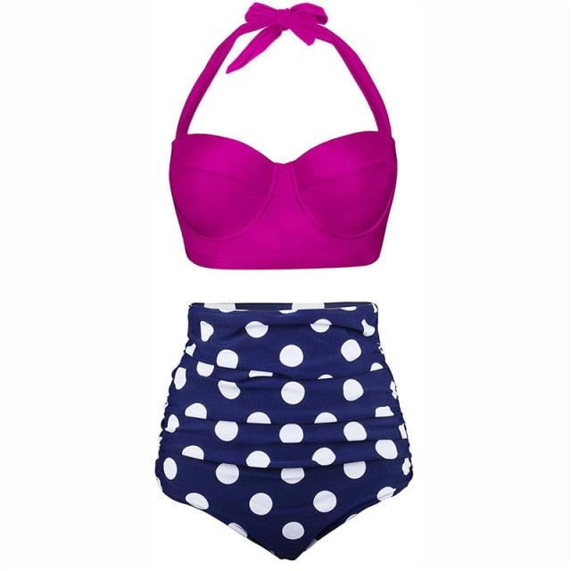 Women Swimsuits Vintage Push Up Polka Dot Plus Size Bathing Suits High Waist Bikini Underwire High Waist Swimsuit Bathing Suits Bikini Women Swimsuits Vintage Push Up Bathing Suits