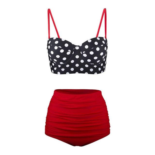 Women Swimsuits Vintage Push Up Polka Dot Plus Size Bathing Suits High Waist Bikini Underwire High Waist Swimsuit Bathing Suits Bikini Women Swimsuits Vintage Push Up Bathing Suits