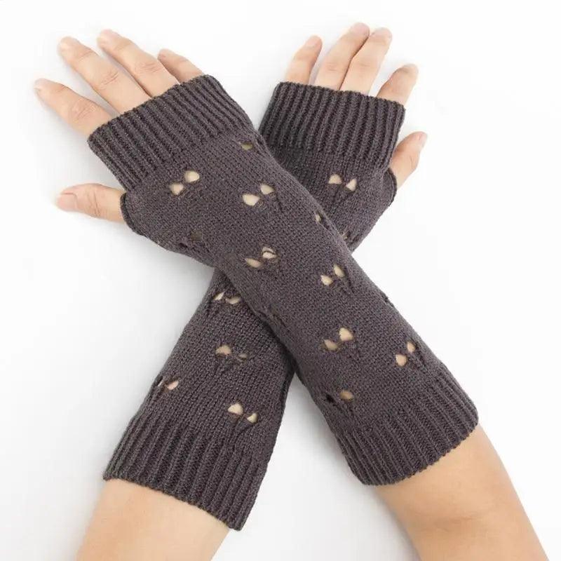 Women Vintage Gloves Hand Warmer Winter Gloves Women Arm Heart Mitten Warm Fingerless Gloves