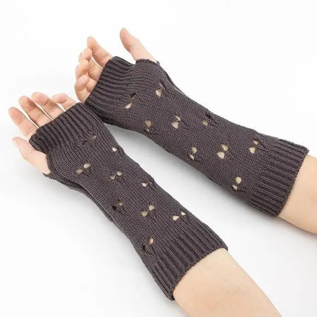 Women Vintage Gloves Hand Warmer Winter Gloves Women Arm Heart Mitten Warm Fingerless Gloves