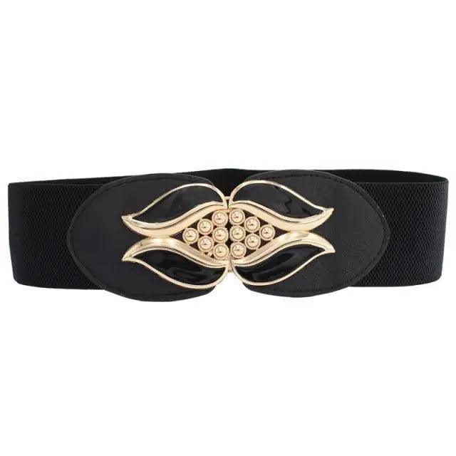 Women Vintage Stretch Belt Unique Black Elastic Design Stretchy Luxury Waistband Stylish Women Waist Belts