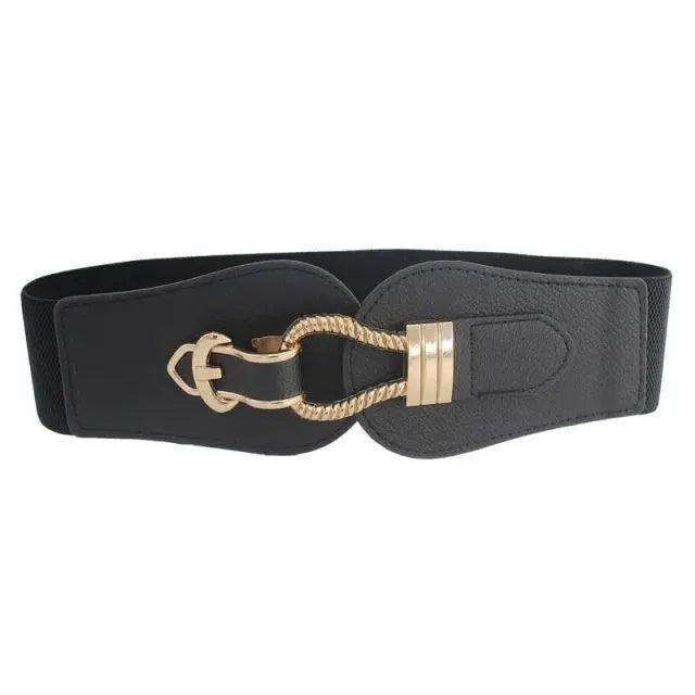 Women Vintage Stretch Belt Unique Black Elastic Design Stretchy Luxury Waistband Stylish Women Waist Belts