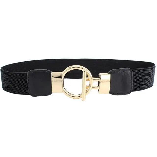 Women Vintage Stretch Belt Unique Black Elastic Design Stretchy Luxury Waistband Stylish Women Waist Belts