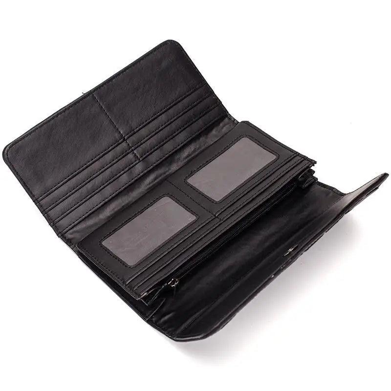 Women Vintage Thin Purses Credit Card Holder With Zipper Pocket Classic Long Wallets For Women