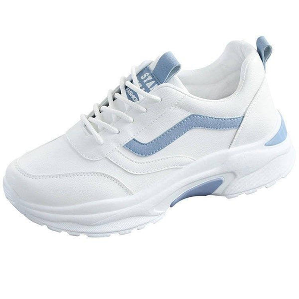 Women White Leather Sneakers Fashion Casual Woman Comfortable Breathable White Flats Platform Sneakers Low Top Sneaker Lace-up Classic Girls Comfortable Sneakers